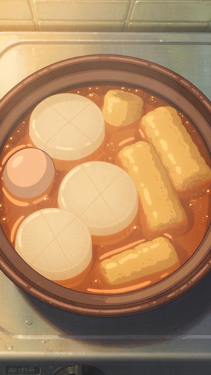 Un bol d'oden fumant, dessiné en style animé.